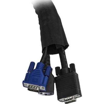 StarTech Cable Management Sleeve, 2 m, Cable Organizer, Flexible Cable Cover, Trimmable Fabric Cord Hider, Cord Management