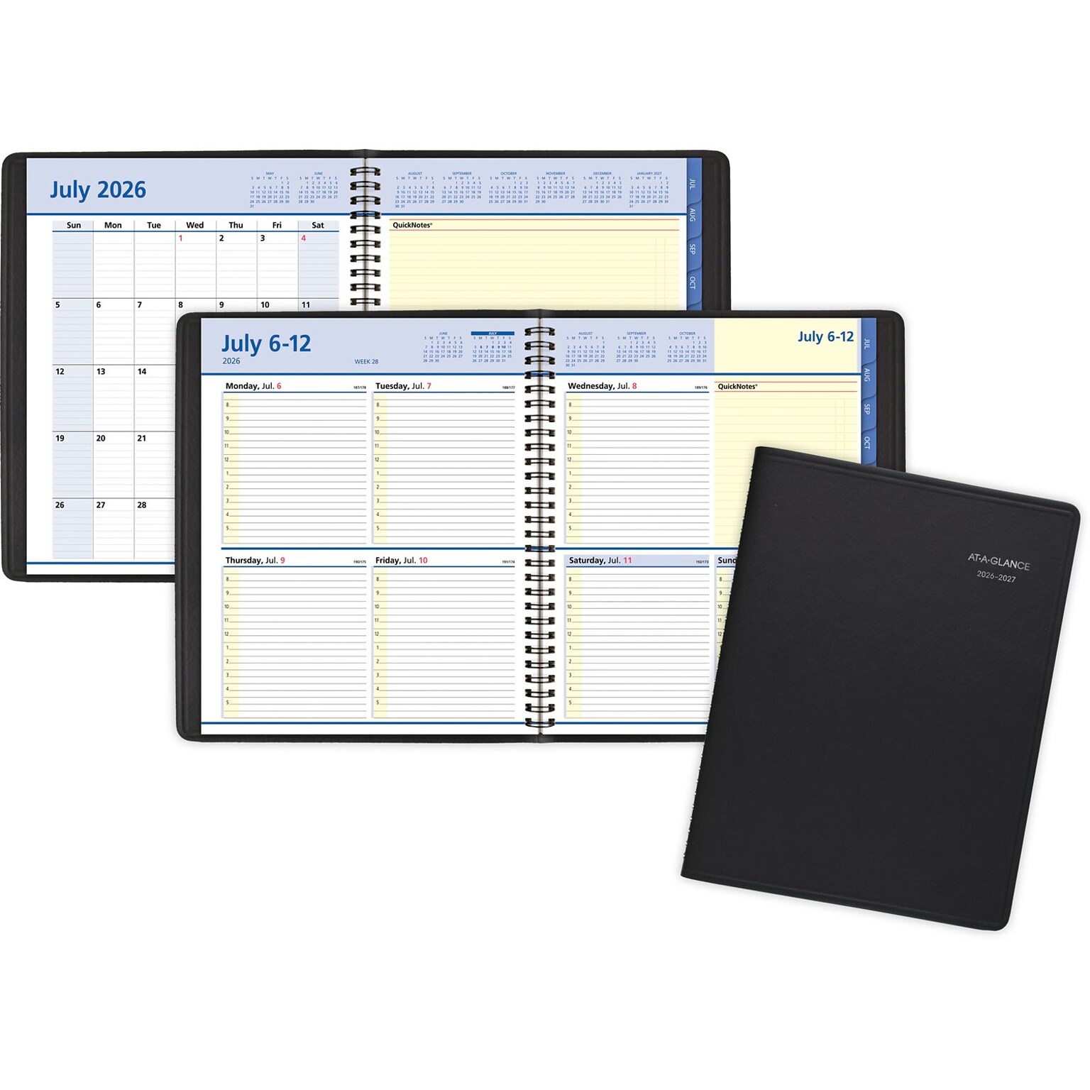2026-2027 AT-A-GLANCE QuickNotes 8 x 10 Academic Weekly & Monthly Planner, Faux Leather Cover, Black (76-11-05-27)