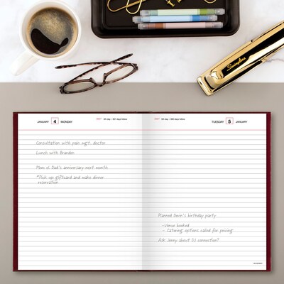 2027 AT-A-GLANCE Hardcover Daily Diary, 7.5 x 9.5, Ruled, Red (SD374-13-27)
