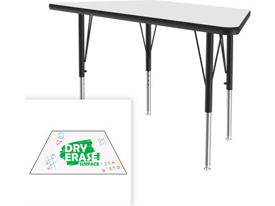 Correll Trapezoid Activity Table, 48 x 24, Height-Adjustable, Frosty White/Black (A2448DE-TRP-80)