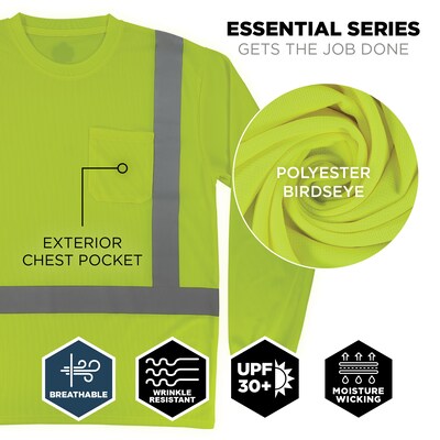 Ergodyne GloWear 8284 High Visibility Long Sleeve T-Shirt, ANSI Type R Class 2, Lime, 5XL (21879)