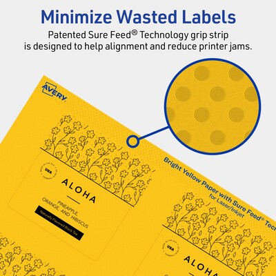 Avery Laser/Inkjet Square Multipurpose Labels, 2.75" x 2.75", Bright Yellow, 480/Box (94109)