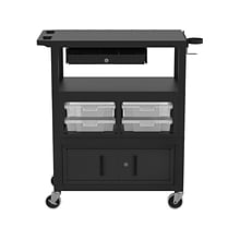 Luxor Mobile Deluxe Teacher Cart with Swivel Wheels, Black/Gray (ECMBSKBC-B)