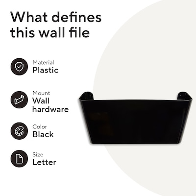 TRU RED Unbreakable Plastic Letter Wall File, Black, Single-Pocket – Heavy-Duty Wall-Mounted File Holder for Mail & Documents