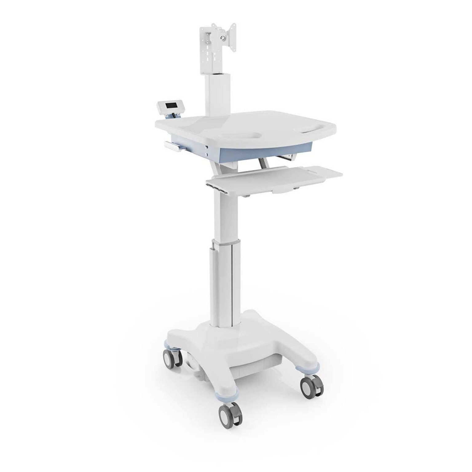 Luxor VitalPower Standard Mobile Medical Workstation with Full-Swivel Wheels, White (MCWS003)