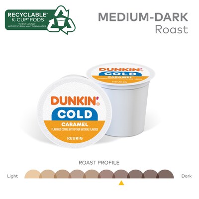 Dunkin' Cold Caramel Iced Coffee Keurig® K-Cup® Pods, Medium Dark Roast, 88/Carton (5000375314CT)