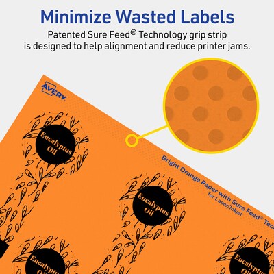 Avery Laser/Inkjet Multipurpose Decorative Edge Labels, 1.5" x 4", Bright Orange, 160/Pack (94116)