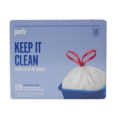 Glad ForceFlex Tall Kitchen Drawstring Trash Bags, 13 Gallon, Unscented,  120 Count. 120 Count (Pack of 1)