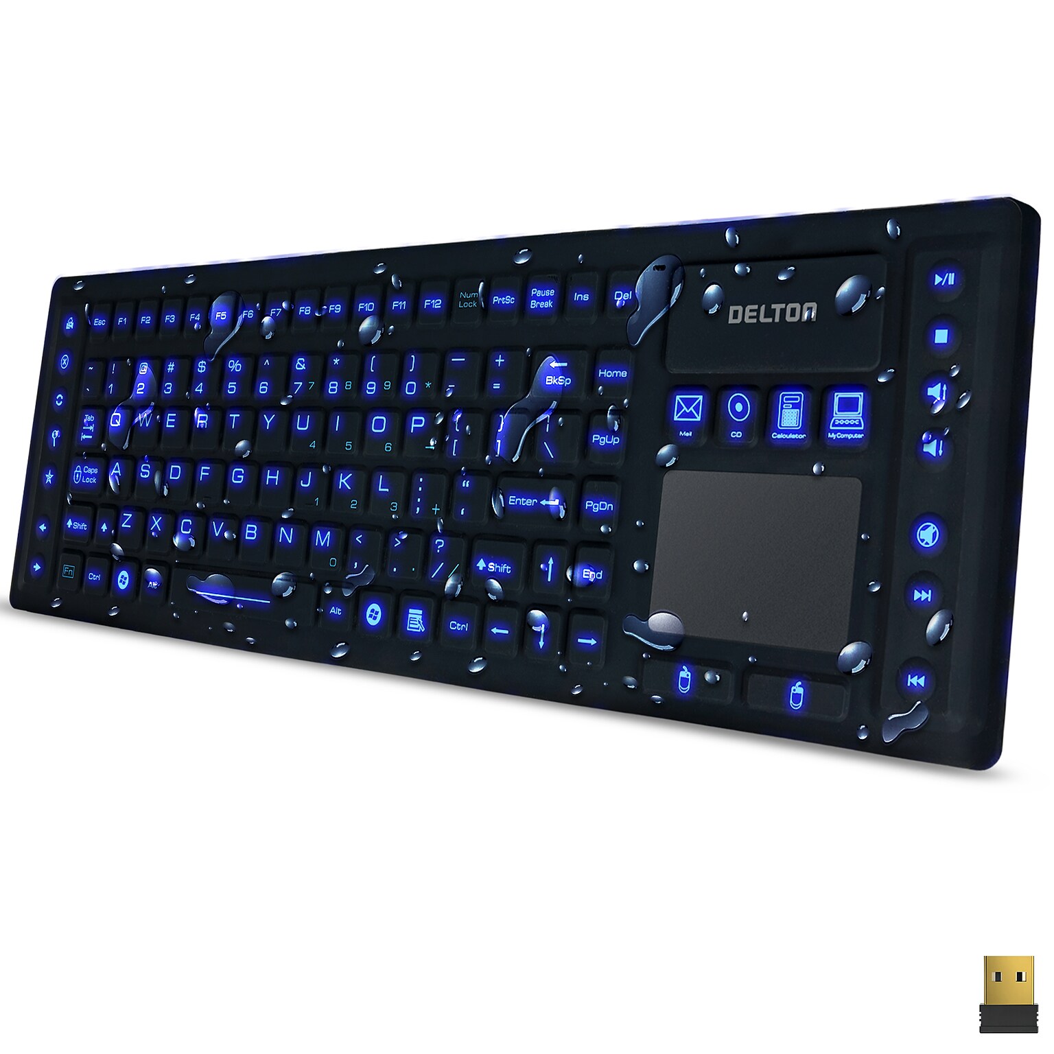 Delton M90 Wireless Airtight Waterproof Keyboard, Black (DKBWM90-WB)
