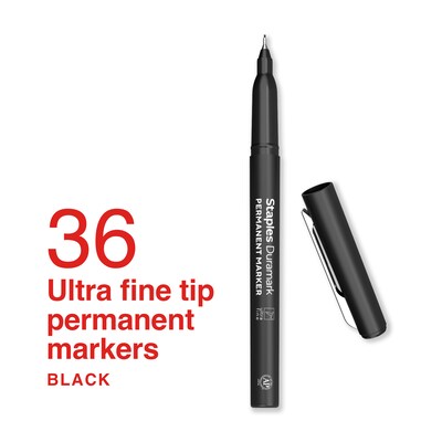Staples Duramark Permanent Marker, Ultra Fine Tip, Black, 36/Pack (ST62948)