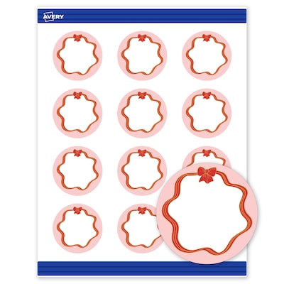 Avery Gold-Pink Bow Matte Blank Card, White, 120/Pack (S00-FFJ)