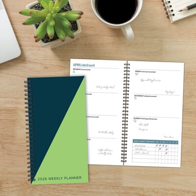 2026 Willow Creek 3.87" x 6.50" Weekly Personal Organizer, Paperboard Cover, Navy/Lime (57711X)