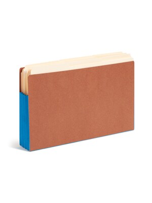 Smead Recycled Reinforced File Pocket, 3" Expansion, Legal Size, Blue, 10/Box (74679)