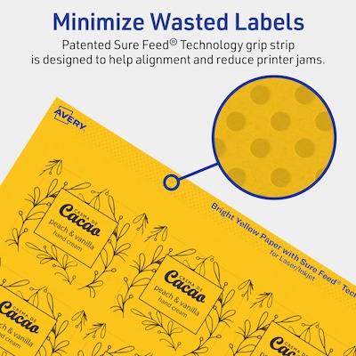 Avery Rectangle Laser/Inkjet Multipurpose Labels, 1-13/16" x 2-3/16", Bright Yellow (240/Pack)