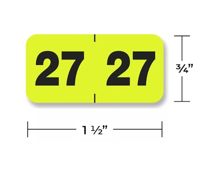 Medical Arts Press 2027 Year Label, 3/4 x 1-1/2, Yellow, 500/Roll