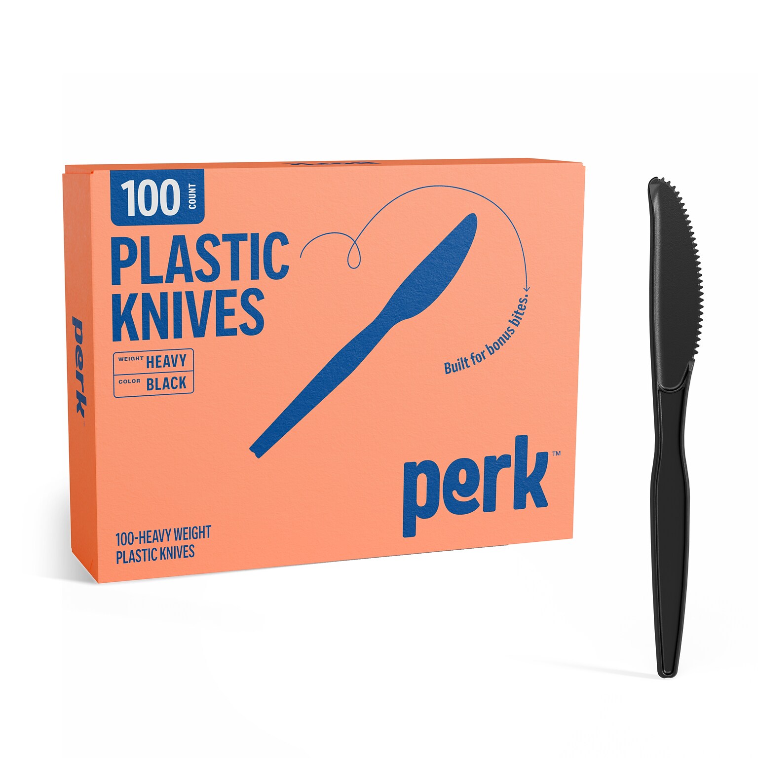 Perk™ Polystyrene Knife, Heavy-Weight, Black, 100/Pack (PK56393)
