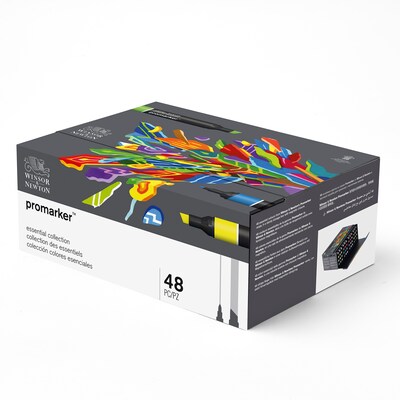 Winsor & Newton Promarker Dual-Tip Alcohol Based Marker, Essential Collection, 48/Pack (WNX0290067)