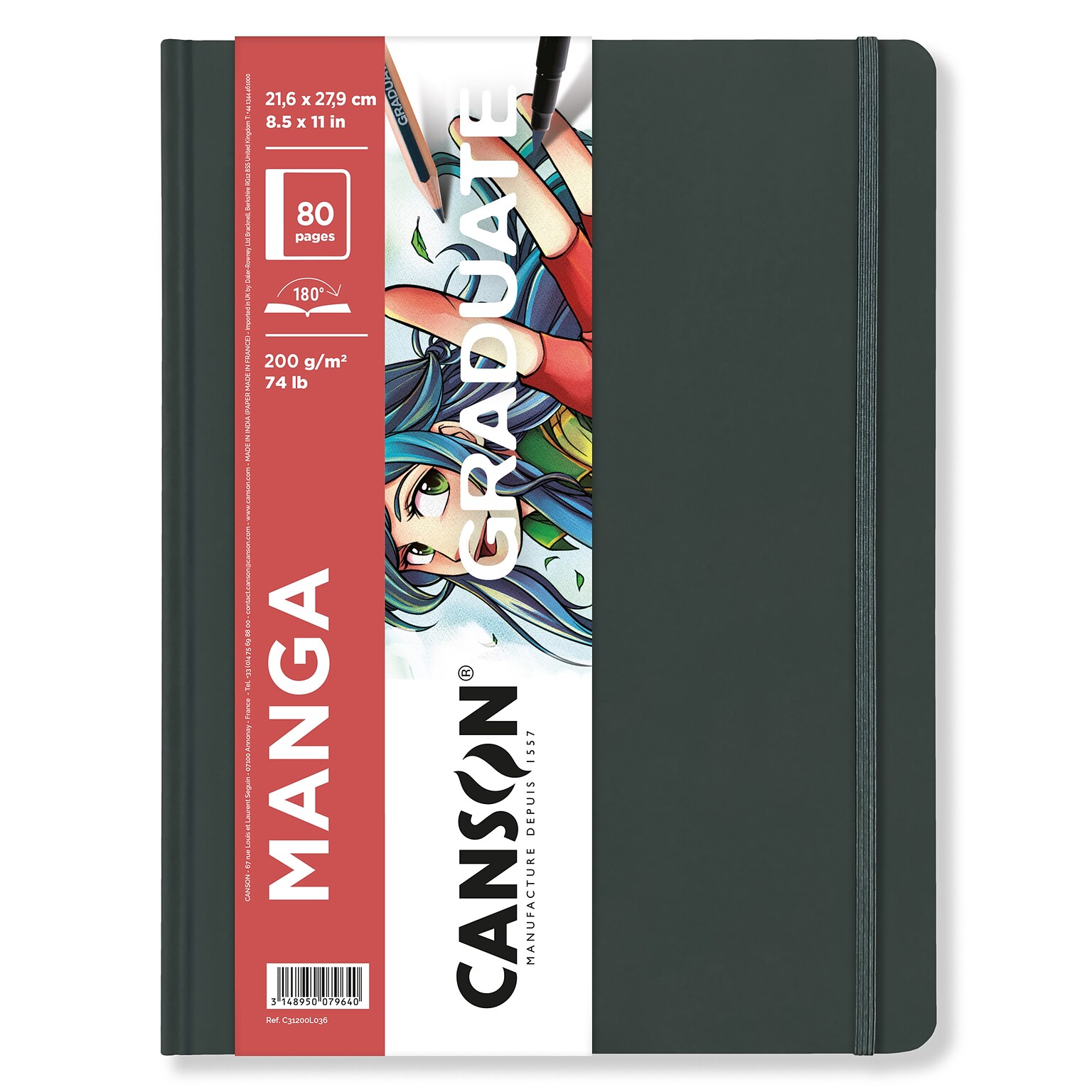 Canson Graduate Manga 8.5 x 11 Mixed Media Sketch Book, 40 Sheets/Book (MCX31200L036)