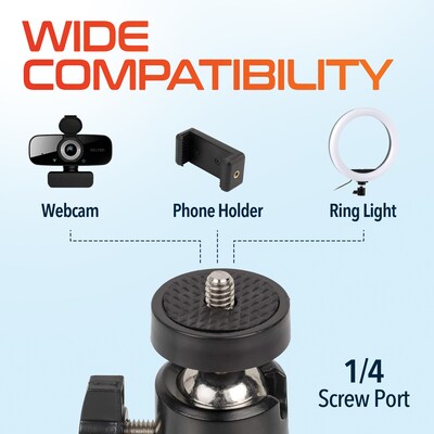 Delton T301 Webcam Stand with Phone Clip Holder Tray, Black (DCT301KT)