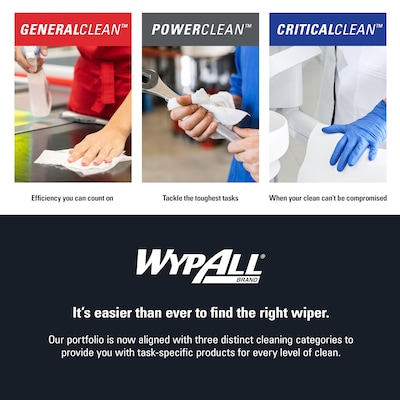 WypAll GeneralClean L10 Fabric Cleaning Wipers, 10.25" x 9", White, 250 Wipers/Box (42346)