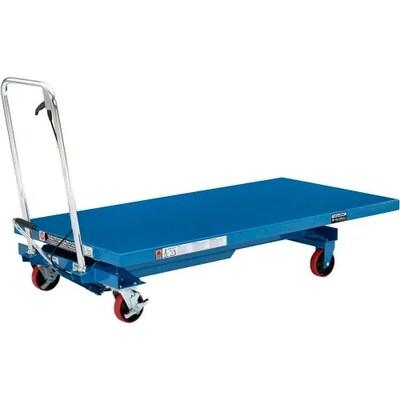 Global Industrial Long Deck Mobile Scissor Lift, Oversized 63" x 32" Platform, 1100 Lb Capacity (988932)