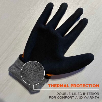 Ergodyne ProFlex 7551 Waterproof Cut-Resistant Winter Work Gloves, ANSI A5, Orange, Small, 1 Pair (17672)