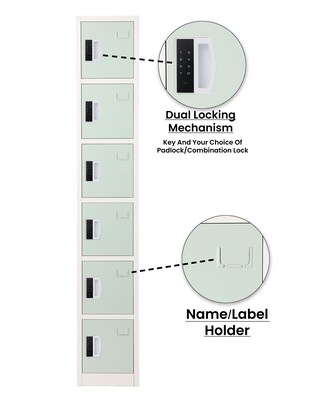 AdirOffice 72"H 6-Tier Misty Green Storage Locker (ADI629-206-MGRN-DL)