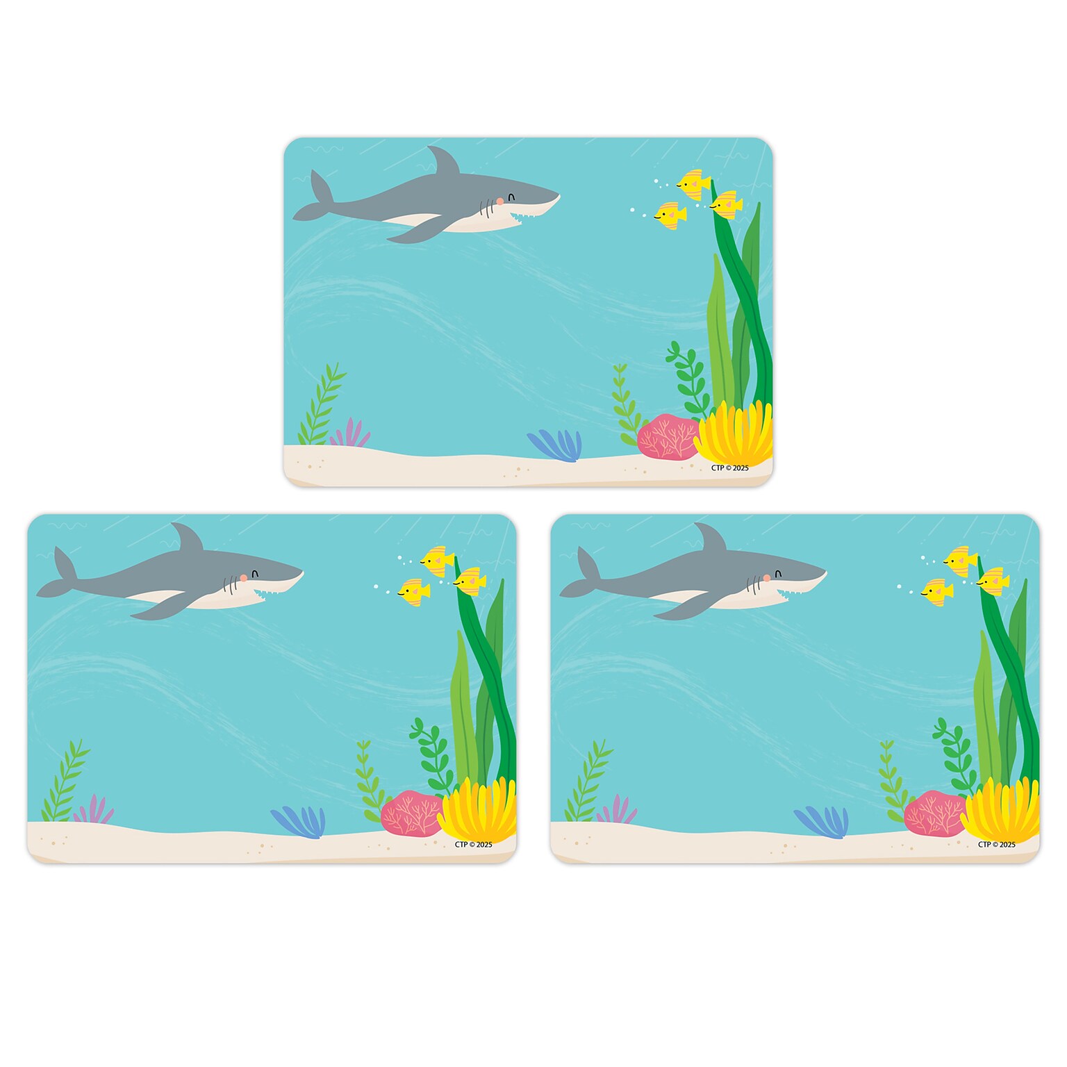 Creative Teaching Press Adhesive Sea Friends School Name Tags, 3.5 x 2.5, 36/Pack, 3 Packs/Bundle (CTP11031-3)
