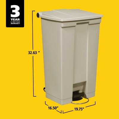 Rubbermaid Fire-Safe Step-On Trash Can, 23 Gallons, Beige (FG614600BEIG)