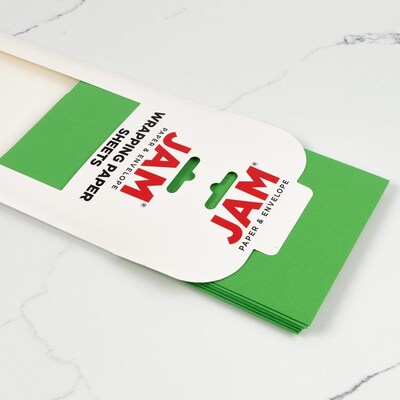 JAM Paper Gift Wrap, 25' x 20", Lime Green, 6/Pack(2770135262LI)