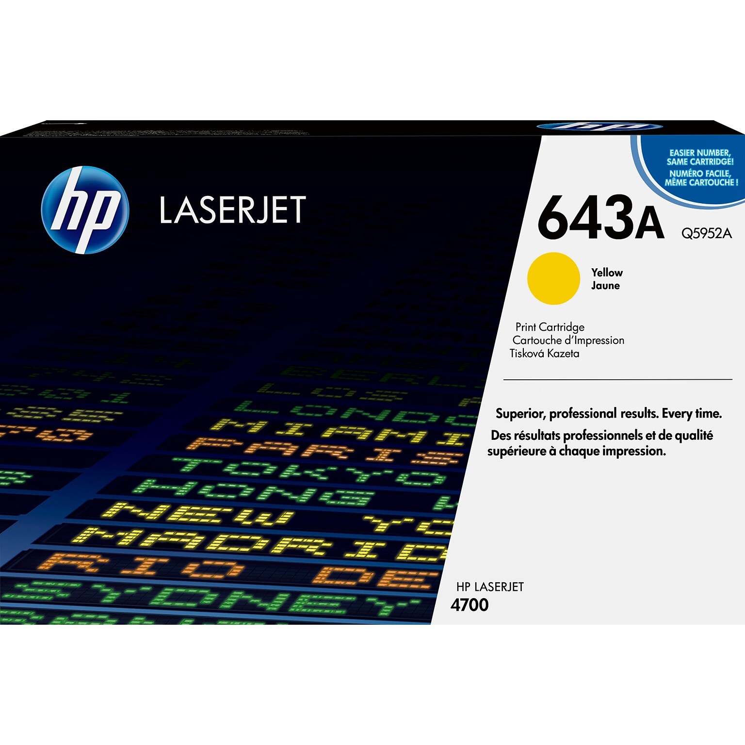 HP 643A Yellow Standard Yield Toner Cartridge, Prints Up to 10,000 Pages (q5952a)