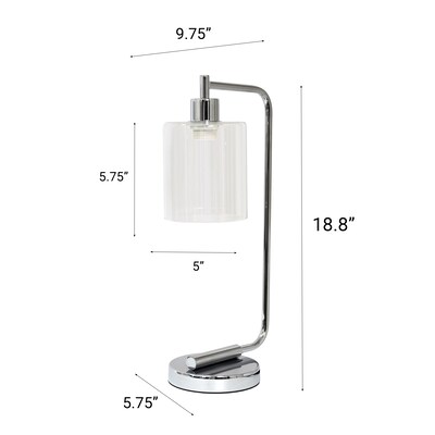 Creekwood Home Vintage Vantage 18.8" Minimalist Industrial Curved Arm Desk Lamp, Feit LED Bulb, Chrome (CWD-1014-CH-LB)