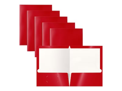 Better Office Glossy 2-Pocket Portfolio Folder, Red, 25/Pack (80183-25PK)