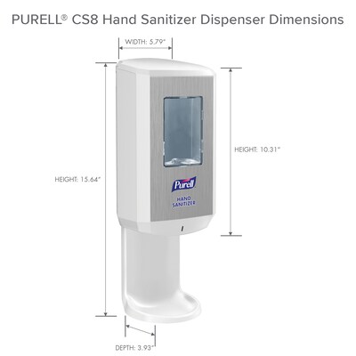 PURELL CS8 Automatic Wall Mounted Hand Sanitizer Dispenser, for PURELL CS8 1200 mL Hand Sanitizer Refills, White (7820-01)