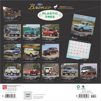 2025 BrownTrout Ford Bronco  12" x 12" Monthly Square Wall Calendar (9781975482978)