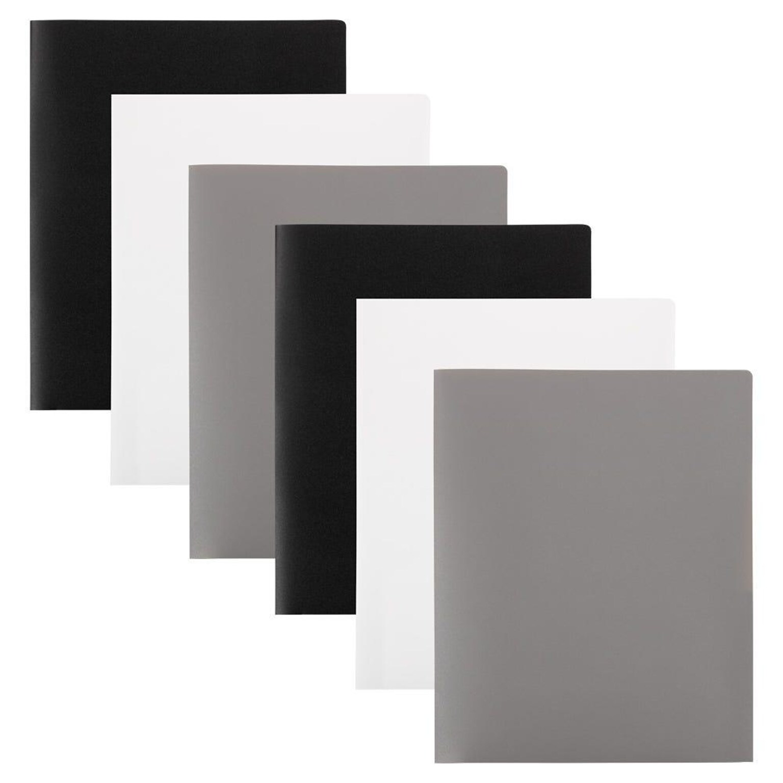 JAM Paper Plastic Two-Pocket School Folders, Assorted Business Colors, 6/Pack (383EBAasst)