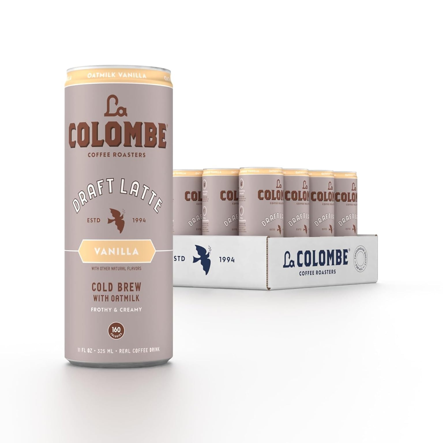 La Colombe Draft Oatmilk Vanilla Latte Caffeinated Cold Brew Coffee, Medium Roast, 11 oz., 12/Carton (LCT02584)