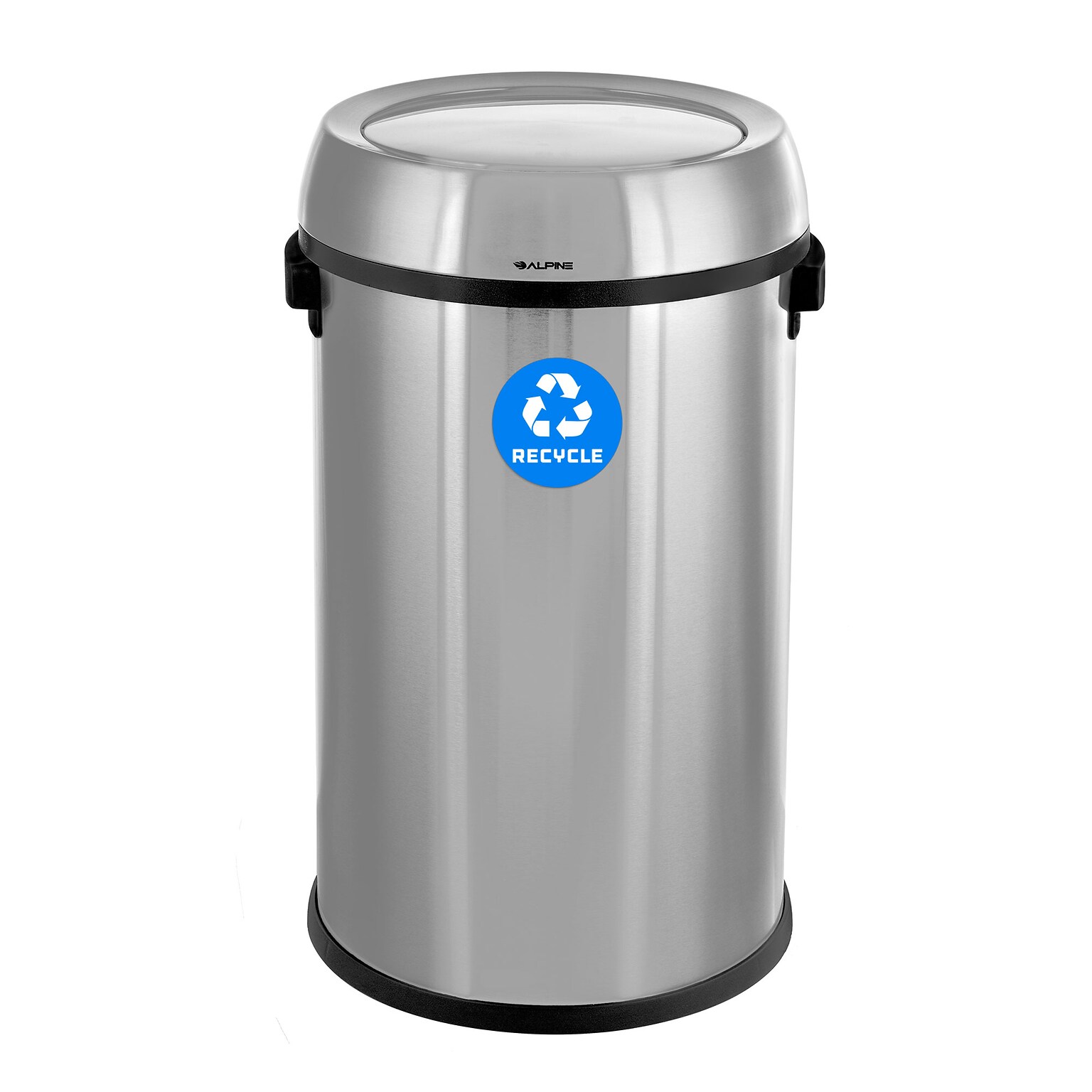 Alpine Industries Commercial Single-Stream Recycling Station, 17 Gallon, Stainless Steel (ALP470-65L-1-R)