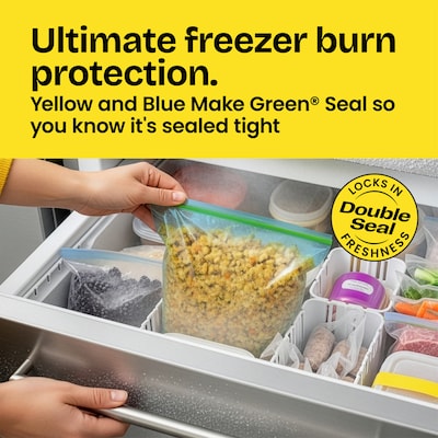 Glad Zipper Freezer Storage Bags, Gallon, 15 Bags/Box (57034)
