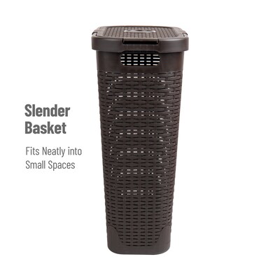 Mind Reader 10.57-Gallon Laundry Hamper with Lid, Plastic, Brown (40HAMP-BRN)