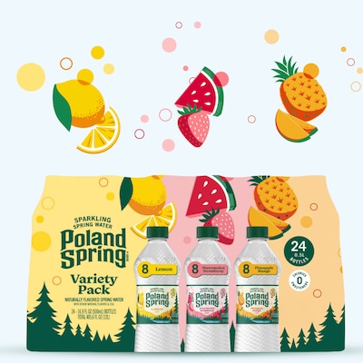 Poland Spring Variety Pack Sparkling Purified Water, 16.9 oz., 24/Pack (2000093)