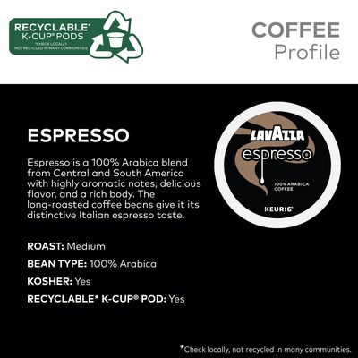 Lavazza Perfetto Espresso Coffee Keurig® K-Cup® Pods, Dark Roast, 88/Carton (6000CT)