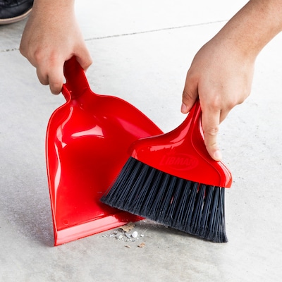 Libman Dust Pan with Whisk Broom, Polypropylene, 10" Pan, Red, 6/Carton (0906)