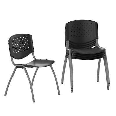 Flash Furniture HERCULES Series Plastic Stack Chair, Black, 5 Pack (5RUTF01ABK)