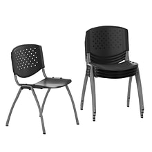 Flash Furniture HERCULES Series Plastic Stack Chair, Black, 5 Pack (5RUTF01ABK)