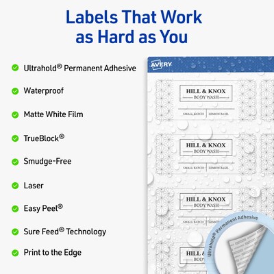 Avery Rectangle Laser Multipurpose Labels, 1.5 x 3.75, White, 250/Pack (19479399213)