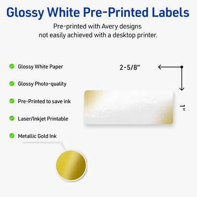 Avery Laser/Inkjet Rectangle Multipurpose Labels, 1 x 2-5/8, White, 160/Pack (S00-EWB)