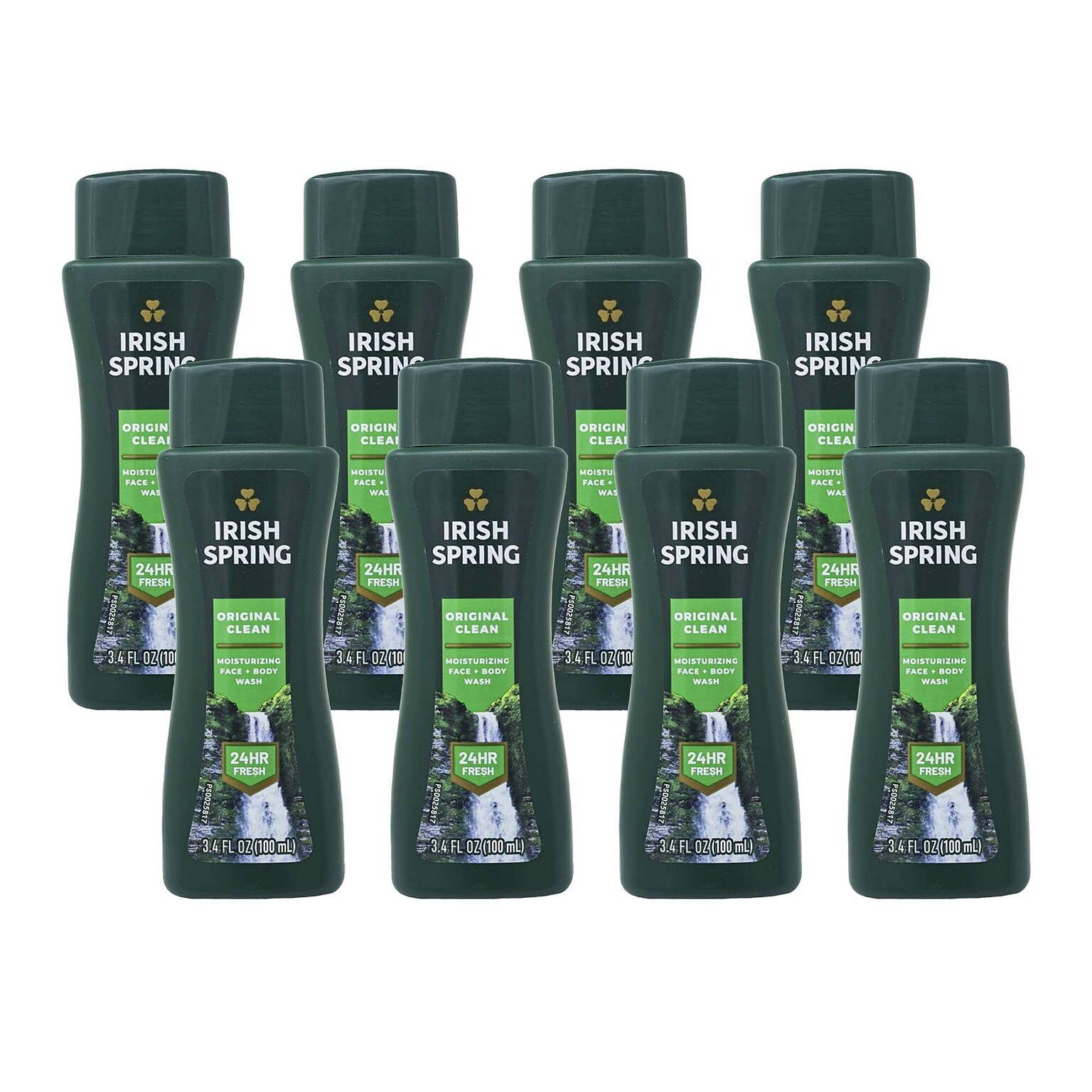 Irish Spring Original Body Wash, 3.4 oz Travel Size Bottle, 8 Bottles/Bag, 16 Bags/Carton