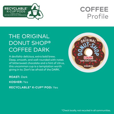 The Original Donut Shop DARK Coffee Keurig® K-Cup® Pods, Dark Roast, 48/Box (5000355634)