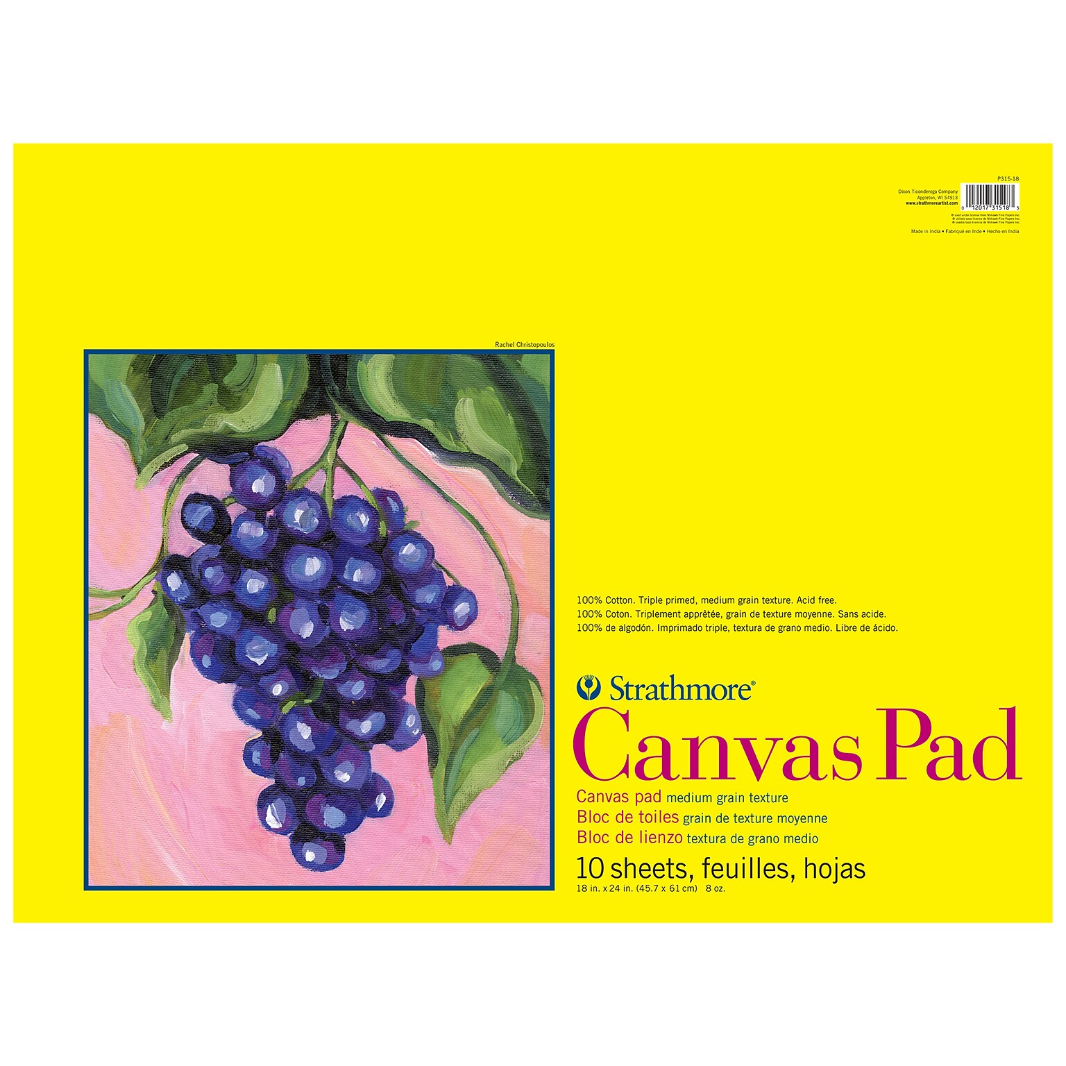 Strathmore 300 Series 18 x 24 Canvas Pad, 10 Sheets/Pad (STTP31518)